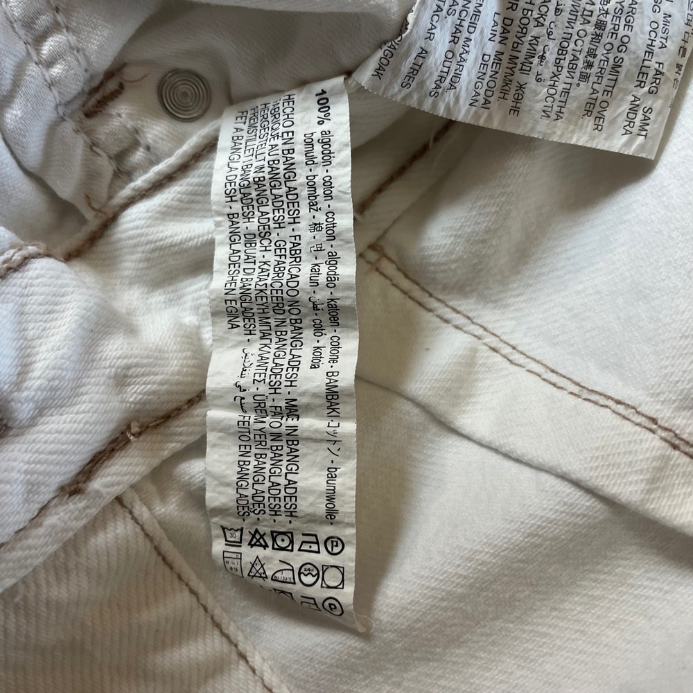 Zara Denim Romper Womens Size Small White Contrast Stitch Short Sleeve Utility - Picture 11 of 11